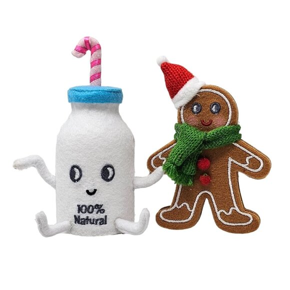 Simple Milk and Gingerbread Cookie Fabric Christmas Holiday Party Decor - Picture 1 of 4